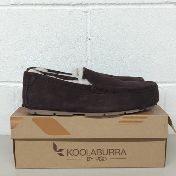 New w/box Kookaburra UGG sz9 suede Tipton brown loafers men's slip on fur lined - Picture 1 of 5